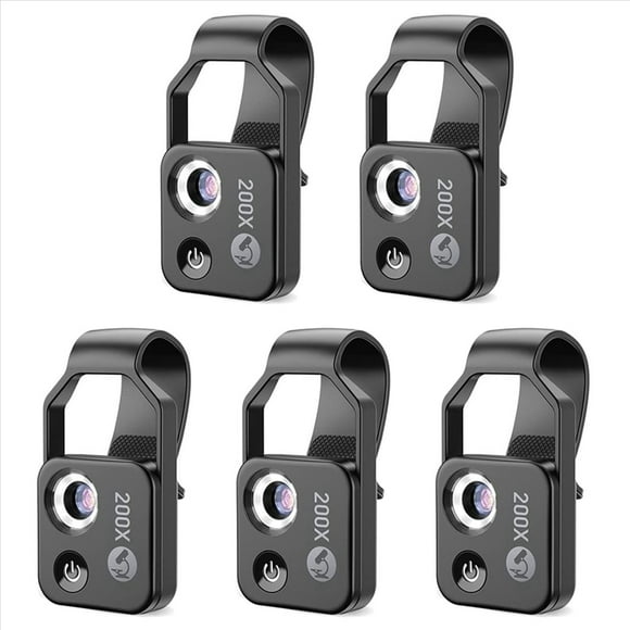 5X Accesorio de Microscopio para TeléFono Celular 200X con Microscopio de Ventana, Mini Microscopio Digital PortáTil con Luz LED / Clip Universal