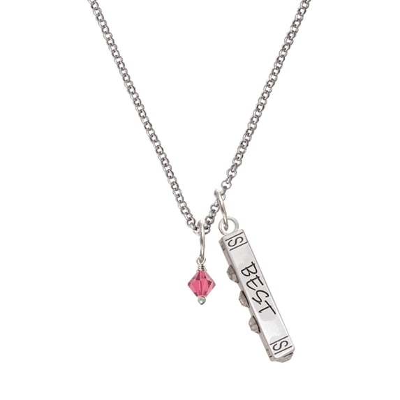 Delight Jewelry Indian Pink Crystal Bicone Silvertone Best Friends Forever Bar Charm Necklace, 23"