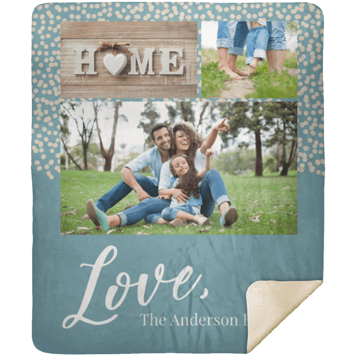 50 x 60" Personalized Premium Mink Sherpa Family Blanket Love
