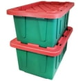 thumbnail image 1 of HOMZ Durabilt Bac de Rangement de Vacances Robuste 15 Gallons, Vert/rouge (2 Pack), 1 of 9