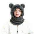 thumbnail image 4 of MIASHUI Adult Bear Ear Cartoon Pullover Hat Winter Neck Scarf Connected Thick Windproof Hat Ear Protection Scarf GY2, 4 of 4