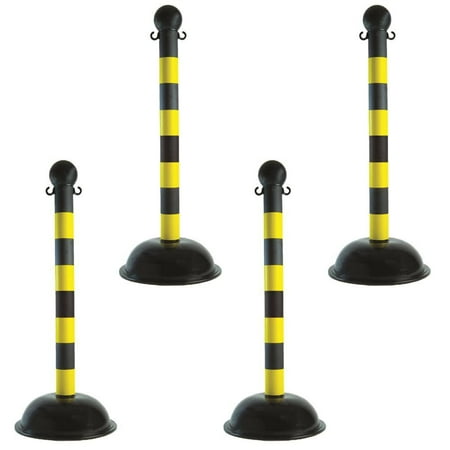 Mr Chain Black/yellow Stripes Heavy Duty Stanchion (4-Pack)