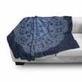 thumbnail image 3 of Blue Mandala Soft Flannel Fleece Throw Blanket, Flower on Blue Background Ornate Outline Folkloric Motif, Cozy Plush for Indoor and Outdoor Use, 50" x 70", Dark Blue White and Blue, by Ambesonne, 3 of 6