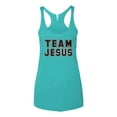 thumbnail image 2 of Wild Bobby Varsity Team Jesus Inspirational/Christian Women Tri-Blend Racerback Tank Top, Tahiti Blue, Large, 2 of 5