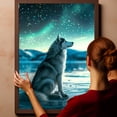 thumbnail image 6 of Siberian Husky Christmas Canvas Wall Art Cute Dog Sitting Winter Night Snow Picture Prints Painting Vintage Artwork for Home Decor Frame, 6 of 6