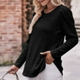 thumbnail image 5 of WREESH Womens Loose Crewneck Sweatshirt Fashion Round Neck Color Long Sleeve Blouse Black, 5 of 6