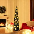 thumbnail image 6 of 5Ft Black Artificial Christmas Tree, Pre-Lit Slim Pencil Sequin Xmas Tree with LED String Lights and Stand, Shiny Holiday Decoration for Indoor Outdoor Apartment Office Entryway Party Decor, 150 cm, 6 of 9