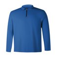 thumbnail image 4 of LZHGirlshop Mens Casual Quarter Zip Waffle Shirt Business Office Work Slim Fit Long Sleeve Stretch Lightweight Collared T Shirt,Blue,M, 4 of 5
