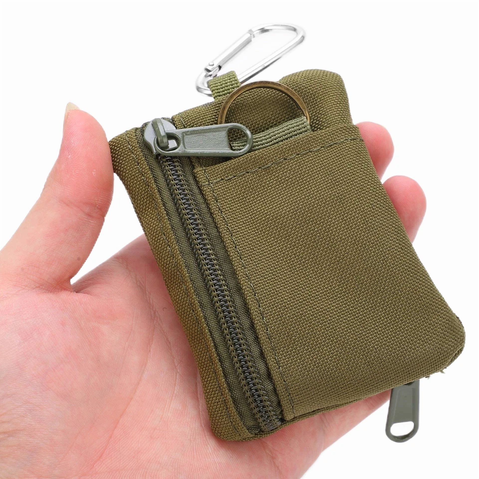 Outdoor Edc Molle Pouch Wallet Mini Portable Key Card With Carabiner Fe3