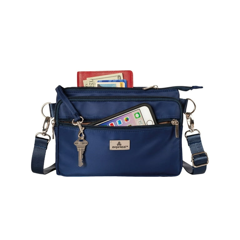 ORGANIZZI Crossbody Purse Fanny Pack for Women RFID Blocking Travel Bag Navy Blue Walmart