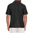 thumbnail image 3 of INSPIRE CHIC Men's Camp Collar Button Down Short Sleeve Distressed Ripped Casual Shirts L Black, 3 of 6