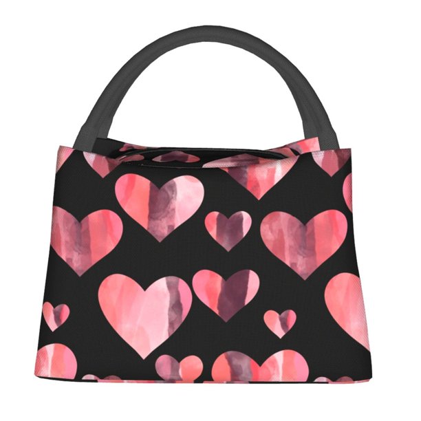 Fotbe Hearts Bolsa Térmica Portátil con Estampado, Bolsa de Entrega de Alimentos Aislada, Bolsa Reutilizable de Gran Capacidad para Comidas y Supermercado