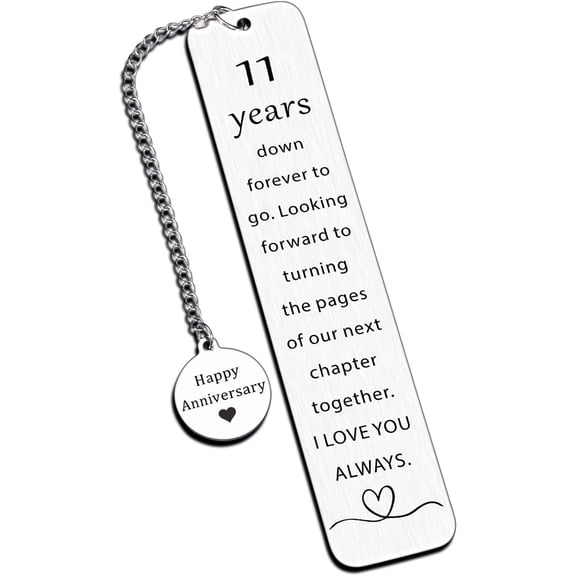 11th Anniversary Steel Gifts for Women Men 11 Year Anniversary Bookmark Gifts for Husband Wife Steel Gift for 11th Wedding Anniversary for Couples Book Lover Gift Book Accessories for Her Him