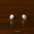 thumbnail image 7 of K-KED 7mm White Lab-Created Pearl Zircon Stud Earrings 925 Sterling Silver-Silver, 7 of 7