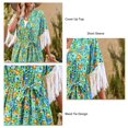 thumbnail image 4 of Camisa holgada de verano con empalme de borlas y cintura con estampado de manga corta para mujer, 4 of 6