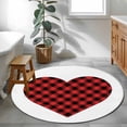 thumbnail image 4 of Round Area Rug 4ft, Valentine's Day Romantic Love Heart Non-Shedding Washable Area Rug, Black Red Buffalo Plaid Non Slip Low-Profile Circle Rugs for Living Room, Bedroom Dining Room, 4 of 9