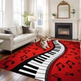 thumbnail image 2 of Large Area Rugs for Living Room Bedroom, Piano Keyboards 5'x8' Rug Washable Carpet Runner Indoor Outdoor, Musical Notes Vintage Red Non Slip Floor Mats Rug for Kitchen, Bathroom, 2 of 8