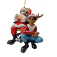 thumbnail image 2 of Papá Noel Jugador En Silla De Juego Con Reno Jugando Videojuego Adorno Para Árbol De Navidad, 2 of 5