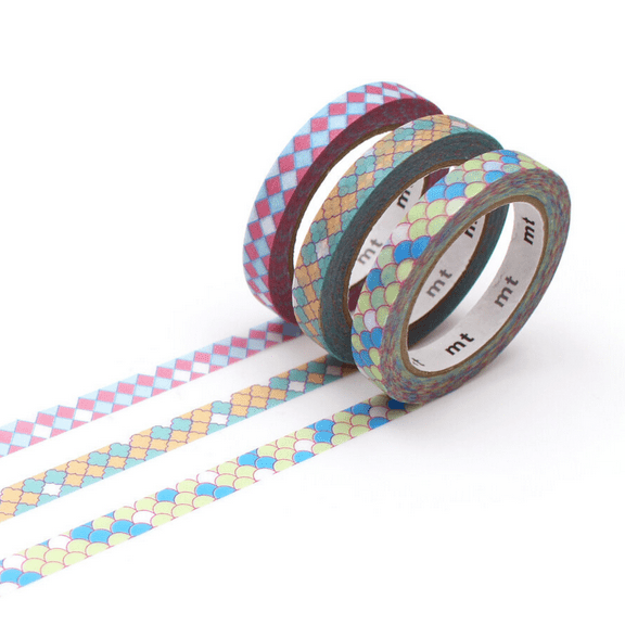 MT Slim Washi Paper Masking Tape [Produced in Japan]: 0.24 in. x 23 ft. (Deco Tile) 3-pack