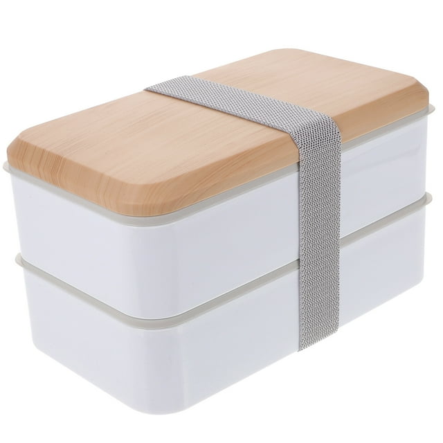 EeaseMX Fiambrera de doble capa a prueba de fugas, contenedor bento portátil para estudiantes (blanco)