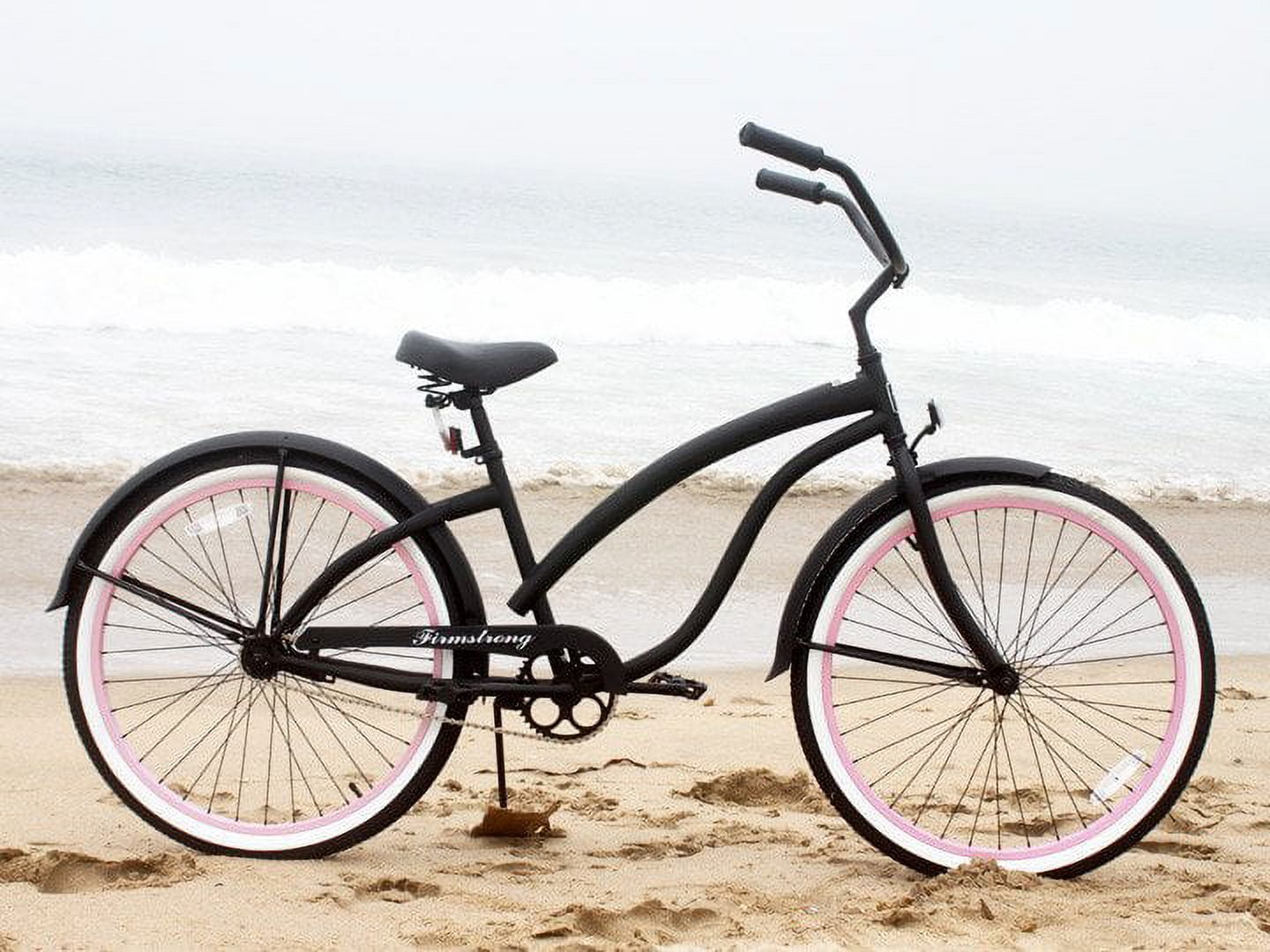 Firmstrong Bella Fashionista, 26", Women's, Single Speed, Matte Black/Pink