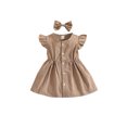 thumbnail image 1 of Honganda Fille Robe de Soirée, Enfants Couleur Unie Mouche Manches Jupe Épingle à Cheveux, 1 of 9
