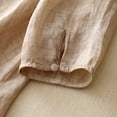 thumbnail image 5 of LMKIHUSA Women's Cotton Linen Embroidered Blouse Vintage Button 3/4 Sleeve Crew Neck Tops Peasant Boho Lightweight Shirts Tunic,Beige L, 5 of 6