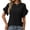 Black, variant on Women Ruffle Sleeve T Shirt Round Neck Tees Solid Color Short Sleeve Summer Lightweight Relaxed Fit Daily Wear Tops Black S