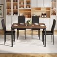 thumbnail image 2 of UHOMEPRO 5 Piece Dining Table Set with 4 Padded Faux Leather Chairs, Modern Rectangle Kitchen Table Set for 4, Compact Dining Room Table and Chair Set for Kitchen Dining Room Small Space, Brown+Black, 2 of 7