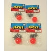 4 SETS OF METAL STEEL JACKS WITH SUPER RED RUBBER BALL GAME CLASSIC TOY KIDS