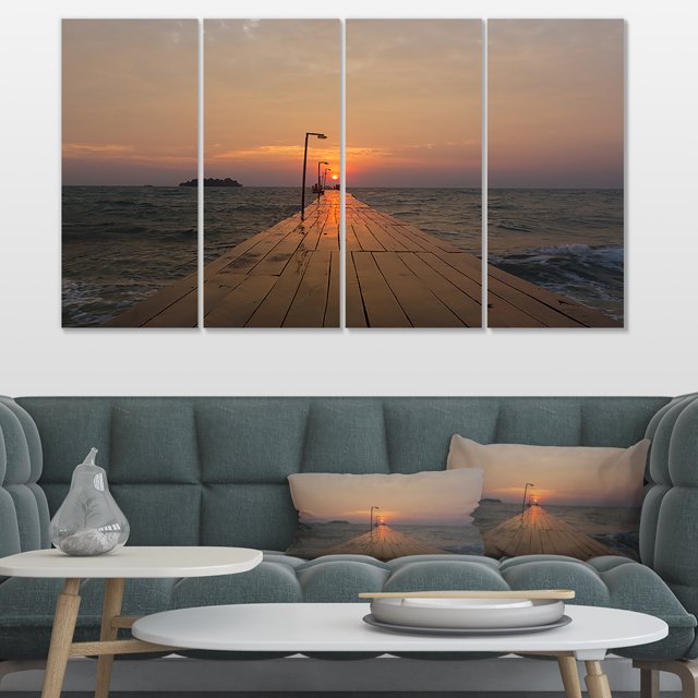 Large Pier at Koh Rong Island - Modern Beach Canvas Art Print