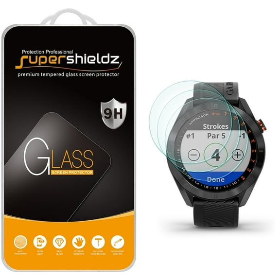 [3-Pack] Supershieldz for Garmin Approach S40 Tempered Glass Screen Protector, Anti-Scratch, Anti-Fingerprint, Bubble Free