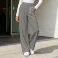 thumbnail image 4 of DJDLJWCJ Business Pants for Women Straight Leg High Waist Work Trousers Solid Color Stretchy Suit Pants Gray Size 2XL, 4 of 6
