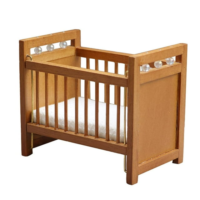 Cama de Bebé en Miniatura para 1/12 con Adorno de Cojines para Niñas Pequeñas