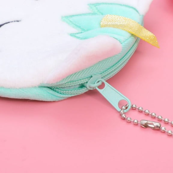 YOSADIER 2Pcs Green Rosy Plush Money Pouch Kids Portable Change Wallet for Daily Use and School
