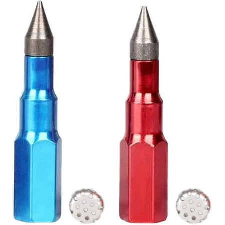 

Heavy-Duty Grease Gun Pointed Mouth Anti-Clogging Steel Needle Nose Dispenser Grease Gun Fittings Built-in Filter Tip for Hand Operated Grease Guns（blue&red)(2pcs)