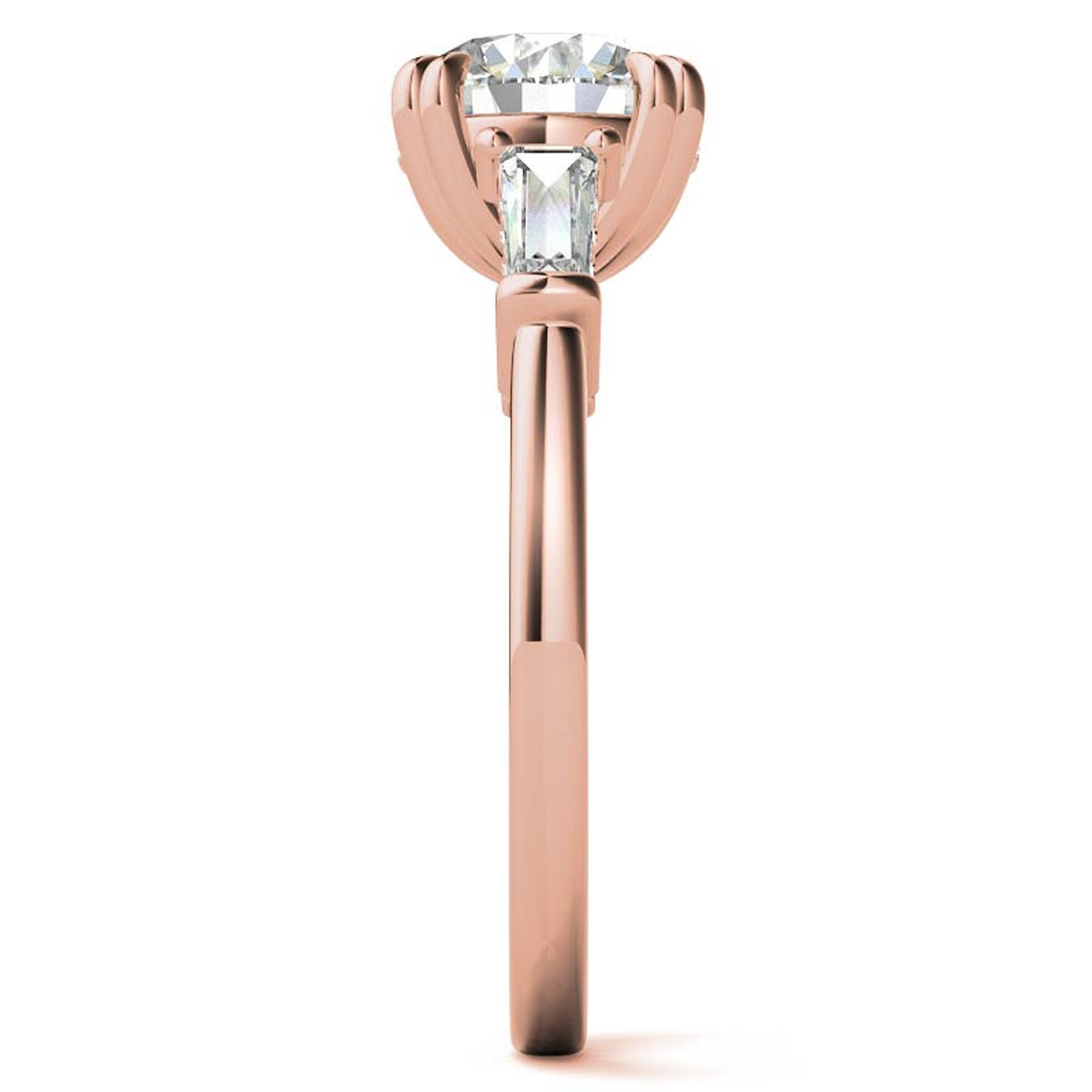 Auory Classic 3 Carat Round Cut Moissanite - Three Stone - Victorian Engagement Ring in 18K rose Gold Plating over Sterling Silver Ring for Women