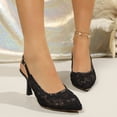 thumbnail image 4 of Kitten Heels for Women Slingback Pointed Closed Toe Heels Women's Pumps Shoes for Wedding, Party, Commuting, 41, 4 of 5