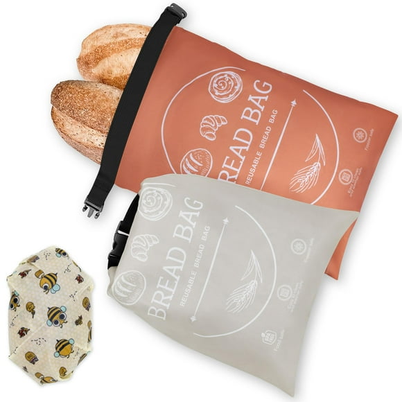 Bolsas para pan LDJRCP, reutilizables, envueltas en cera de abejas, masa madre, 2 unidades, naranja y gris