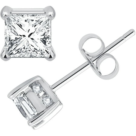 1-1/2 Carat T.W. Princess-Cut Diamond 10kt White Gold Stud Earrings