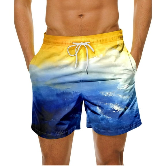 DIOAZUD Mens Beach Shorts Casual Quick Dry Shorts Elastic Waist Drawstring Short Pants Big and Tall Swim Trunks for Men