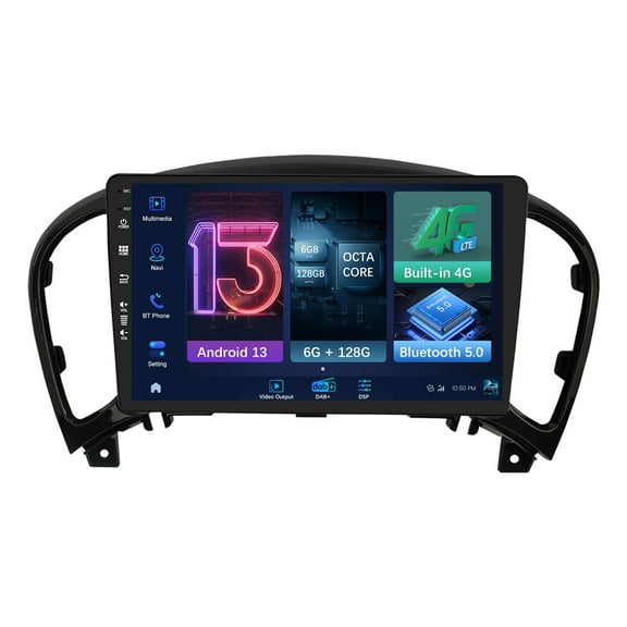 Sehmtoo 9" IPS Touch Screen [4G/DAB /Carplay/Android Auto/DSP] Android Double Din Car Stereo Head unit for Nissan Juke 2004-2016 - 6G 128G - Support GPS Sat Navi WiFi Bluetooth SWC RDS - Camera&Mic
