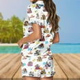 thumbnail image 3 of Funny Characters Satin Pajama Set, Halloween Duck Pool Satin PJs, Spooky Summer Cartoon Sleepwear Women, 3 of 8