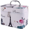 thumbnail image 1 of Bolsa de aseo, bolsa de cosméticos de viaje, bolsa de maquillaje portátil, bolsa de aseo impresa (Torre Eiffel Snorkel) TUNC Sencillez, 1 of 5