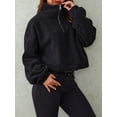 thumbnail image 6 of Cenuakty Women's Spring Autumn Loose Sweatshirt Solid Color Long Sleeve Half Zip Up Pullover, 6 of 9