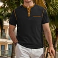 thumbnail image 5 of GrmtClth Men's Shirts Summer Henley Button T-Shirt Breathable Short Sleeve Tops Fashion with Pocket Outfit Collar Colorblock Black M, 5 of 7