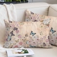 thumbnail image 2 of Vintage Spring Floral Pillow Covers 12"x20", Elegant Flowers Butterflies Farmhouse Soft Brushed Microfiber Breathable Throw Pillow Covers, Decorative Pillowcase with Zipper for Couch Sofa Bedroom, 2 of 9