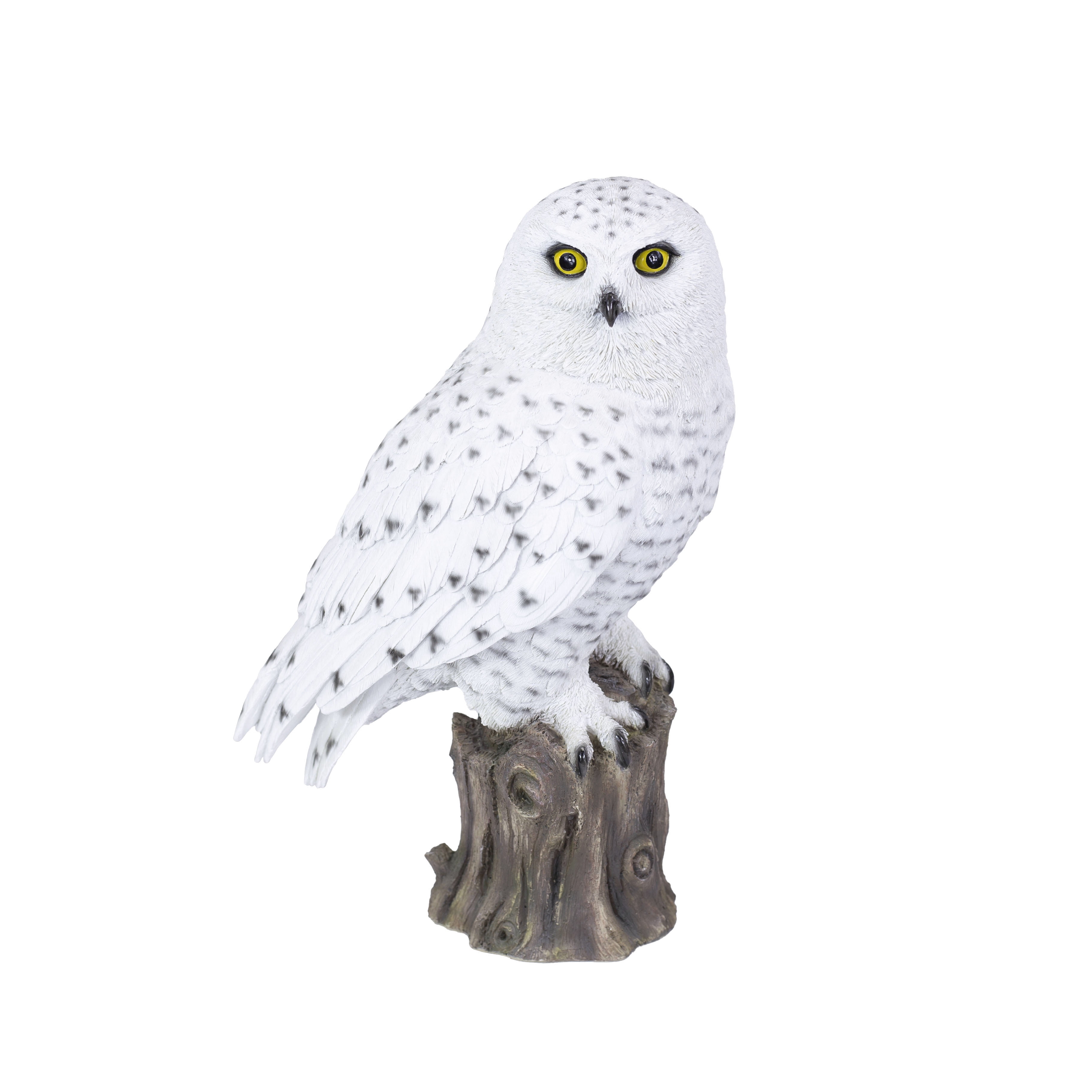 SOREAL White Snowy Owl on branch | Handcrafted Decorative Bird Statue for Home & Garden | Premium Polyresin, Weather-Resistant Indoor/Outdoor Decor