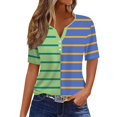 thumbnail image 1 of Fiudx Ofertas y Liquidaciones Top/Camisa con Cuello En V y Manga Corta con Estampado de Rayas para Mujer, 1 of 5