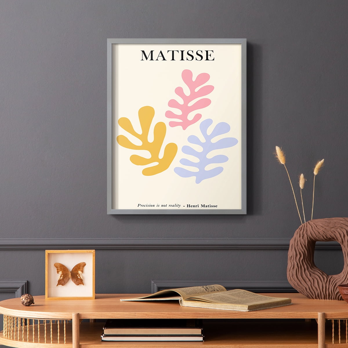 Matisse CDLXXXIV in Gray Solid Wood Framed Print No Nail Hanging